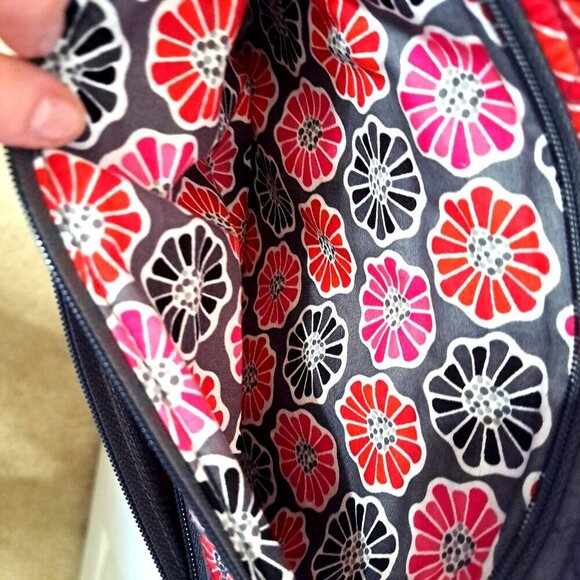 Vera Bradley Multicolor Floral Crossbody/Shoulder Bag Compartments Pink Red Gray - Picture 7 of 9